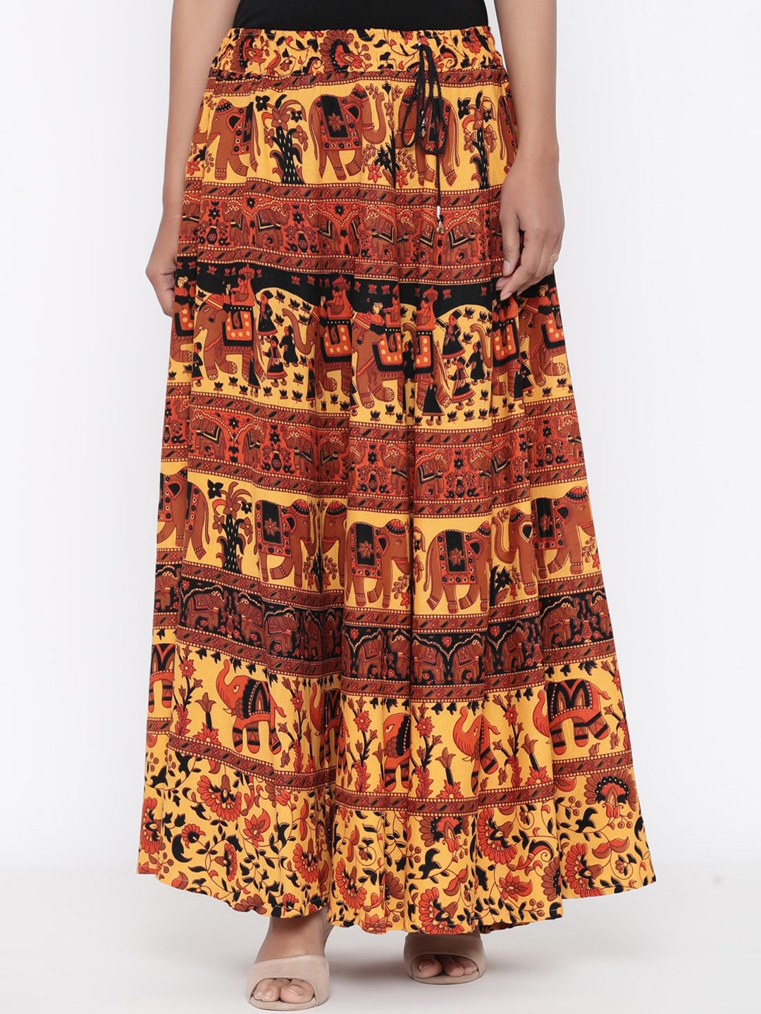 

SOUNDARYA Women Yellow Printed Pure Cotton Long Skirts