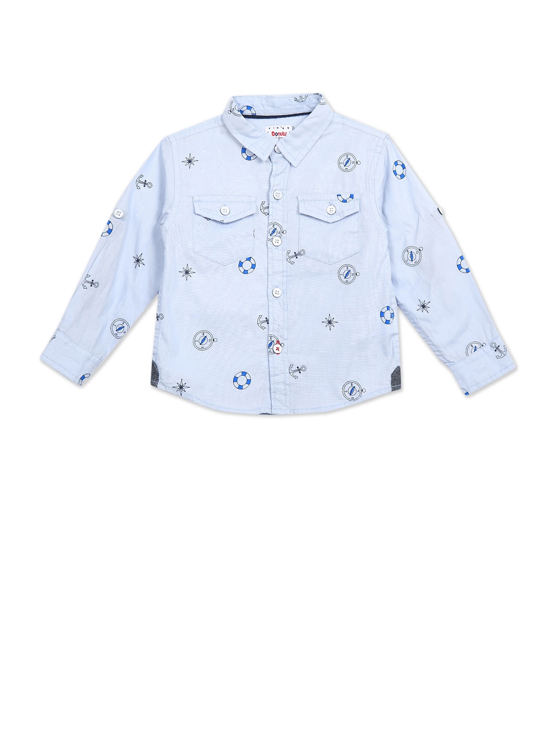 

Donuts Boys Blue Printed Casual Shirt