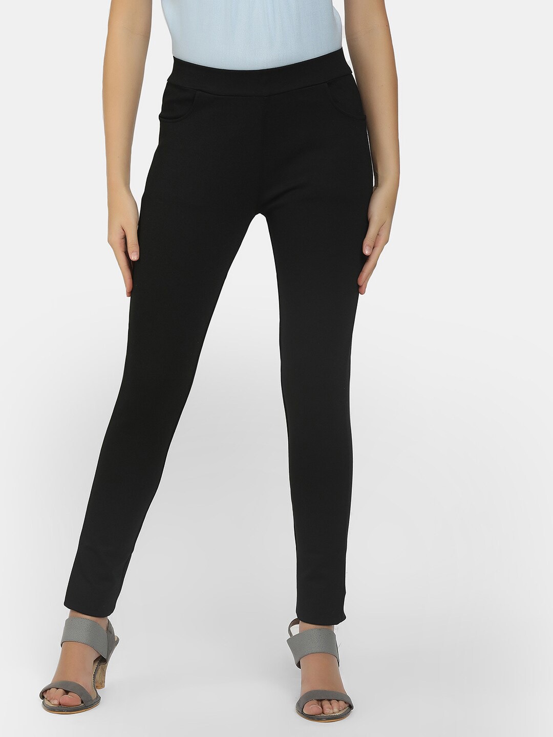 

V-Mart Women Black Solid Cotton Treggings