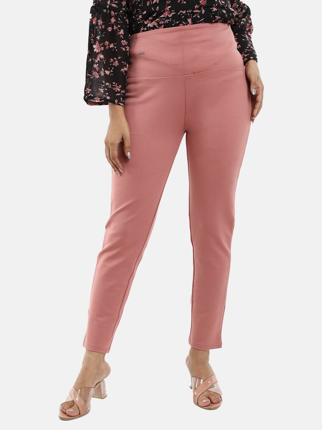 

V-Mart Women Peach Solid Nr Roma Jegging