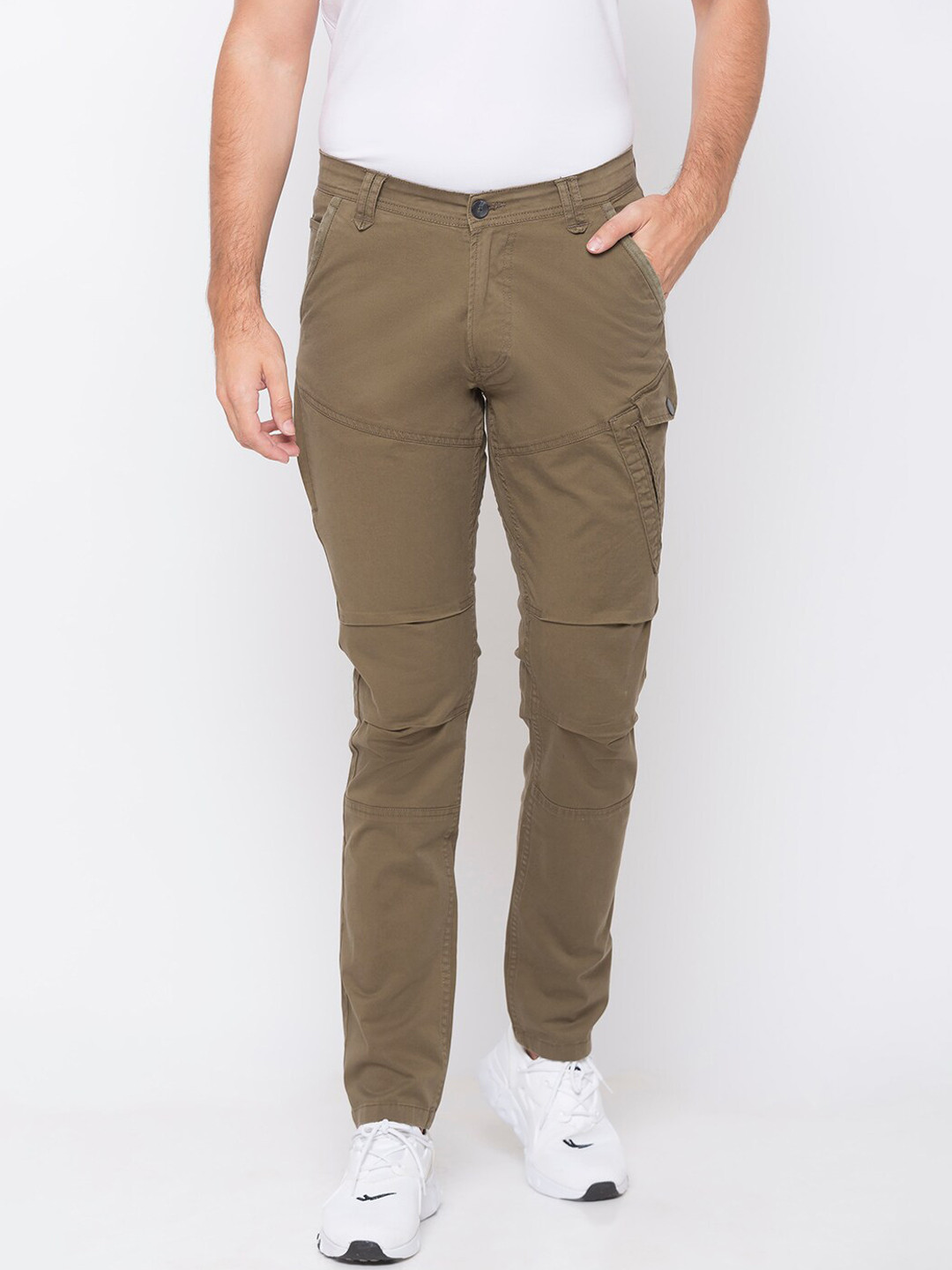 

SPYKAR Men Green Smart Slim Fit Cargos Trousers