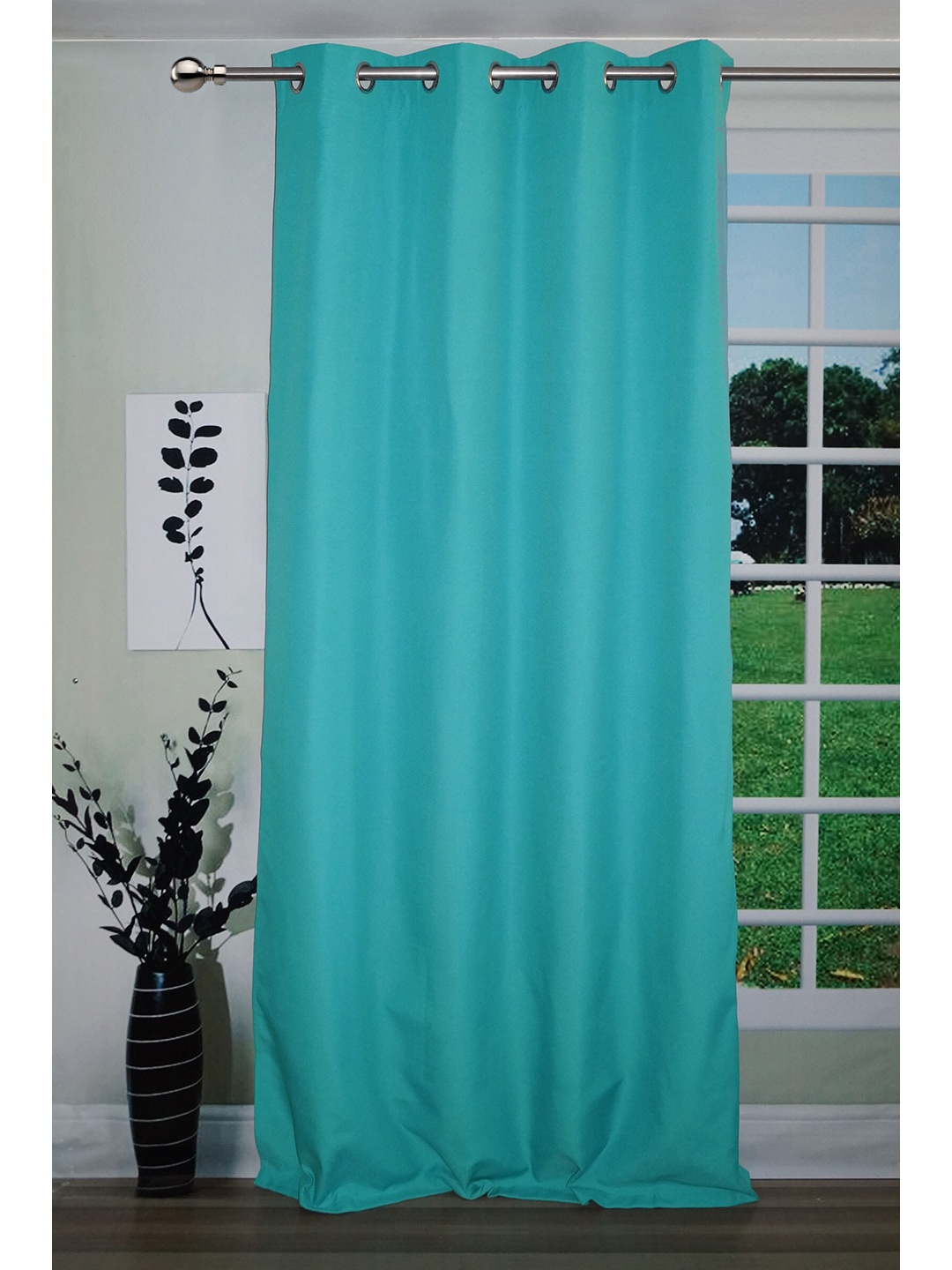 

Lushomes Turquoise Blue Single Solid Window Curtain
