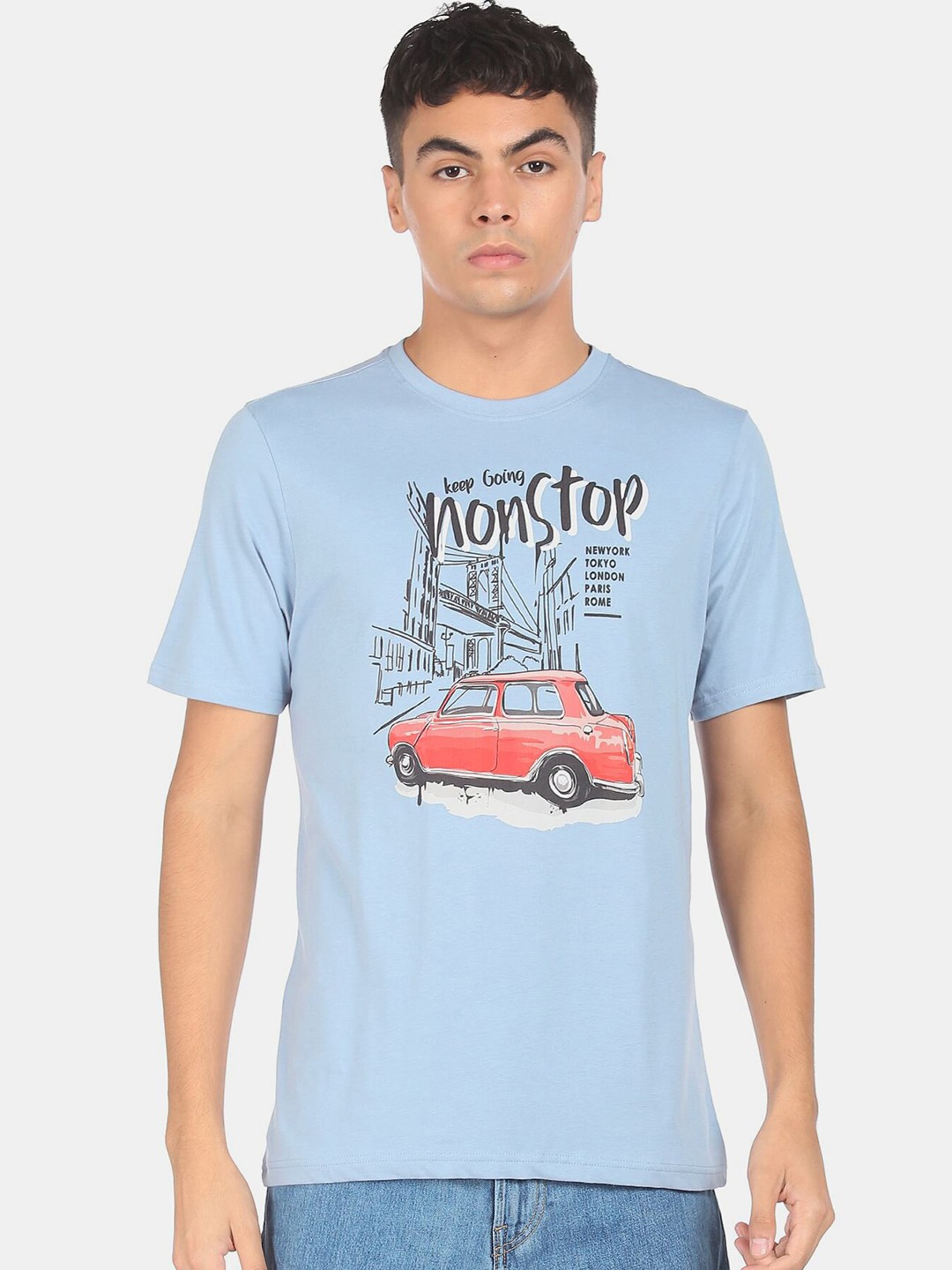 

Colt Men Blue Typography Printed T-shirt