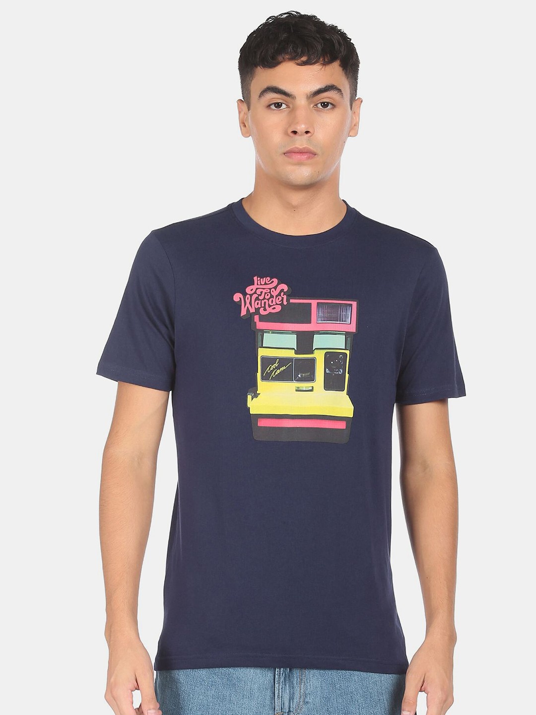 

Colt Men Blue Printed Applique T-shirt