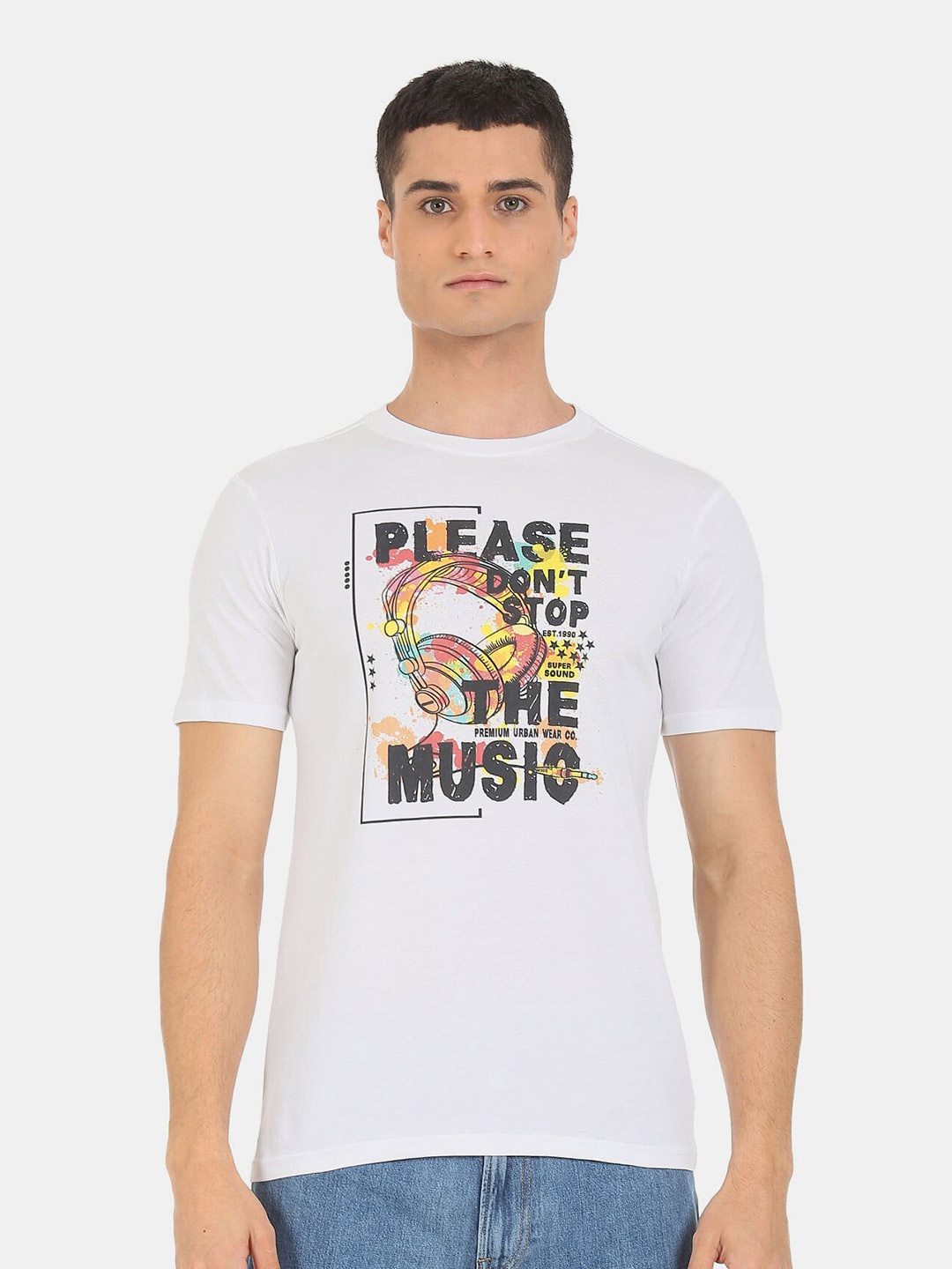 

Colt Men White & bright gray Printed T-shirt