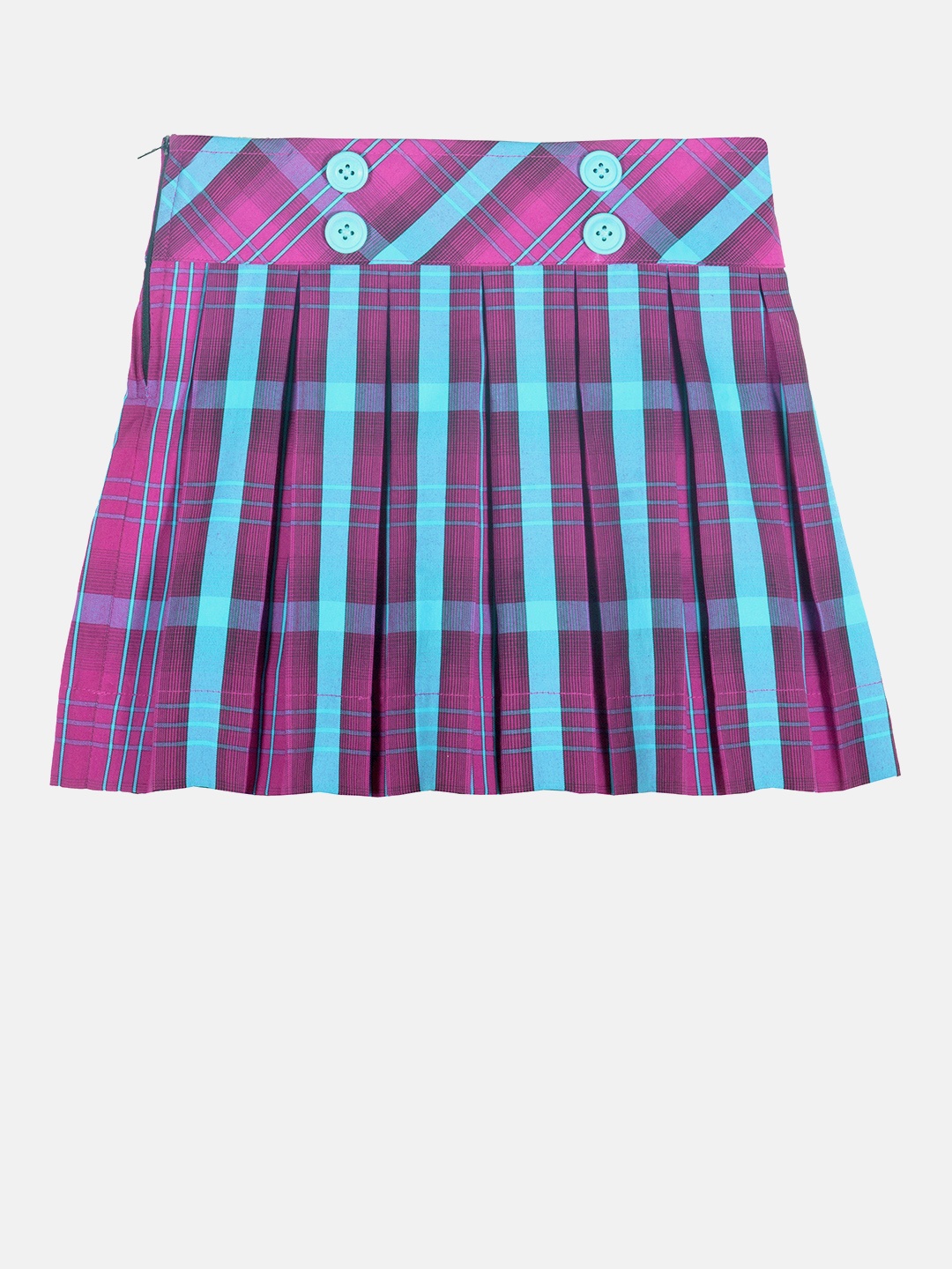 

CACA CINA Girls Purple & Blue Checked Pleated Skirt