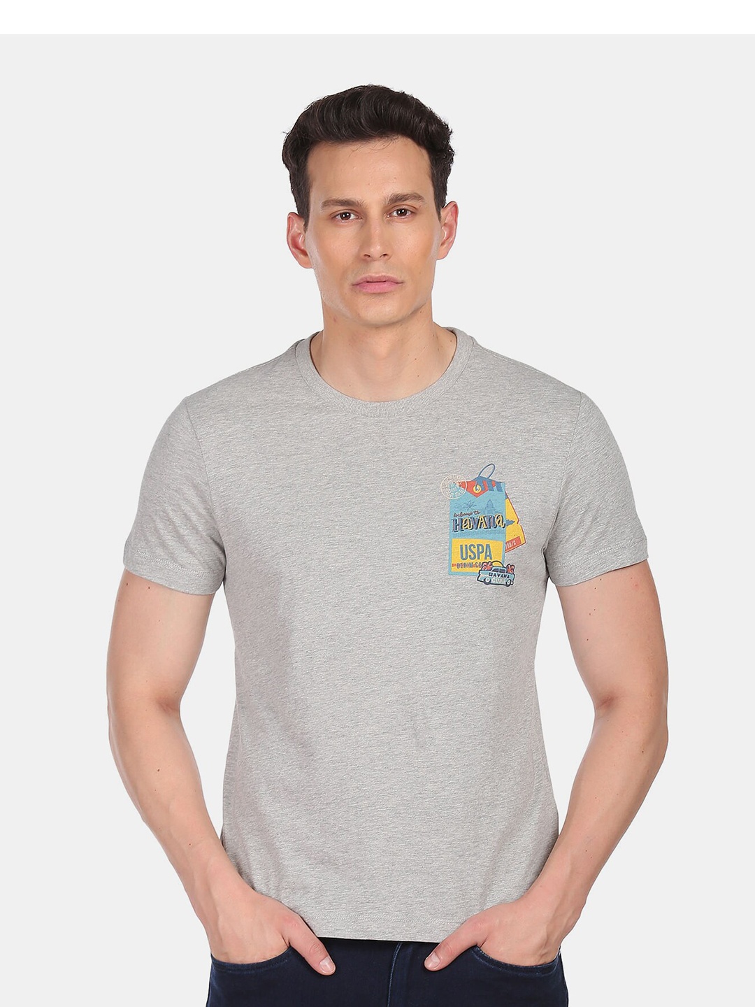 

U.S. Polo Assn. Denim Co.Men Grey Applique T-shirt