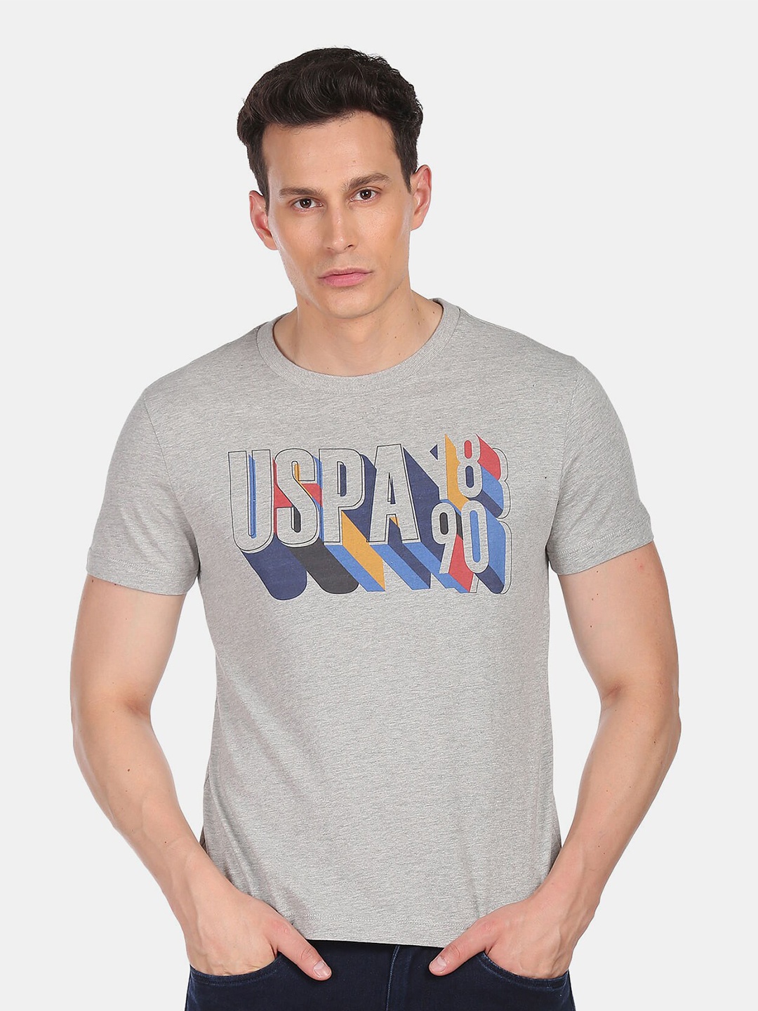 

U.S. Polo Assn. Denim Co.Men Grey Printed T-shirt