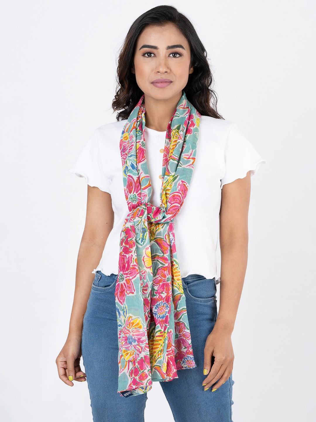 

AQVA Women Blue & Magenta Printed Scarf