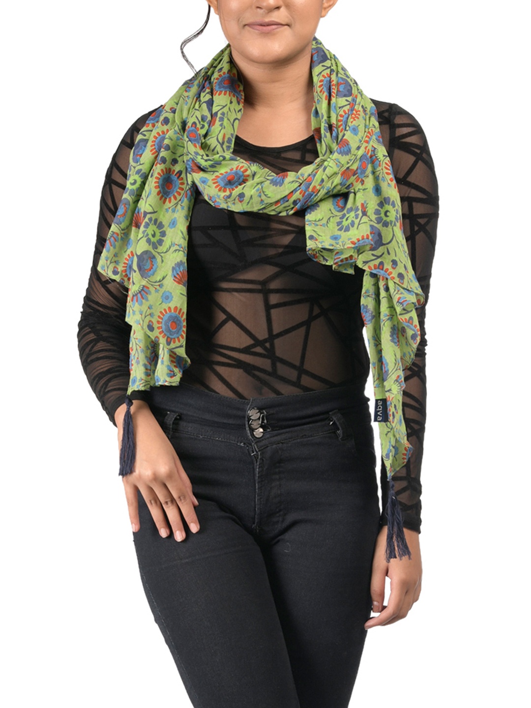

AQVA Women Green & Blue Printed Scarf