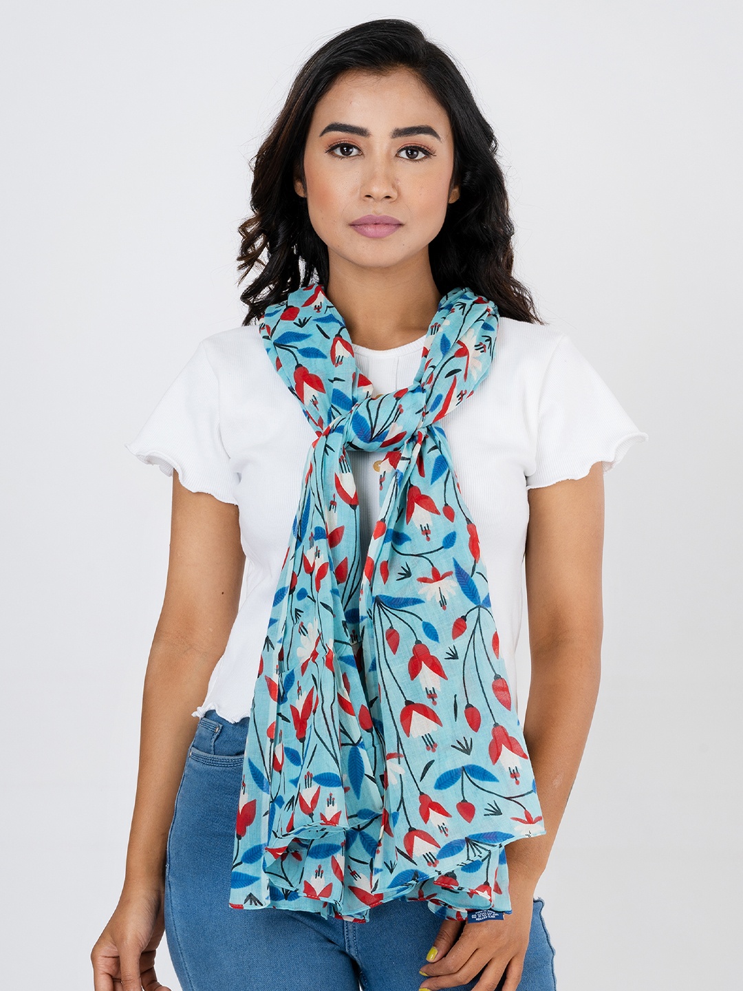 

AQVA Women Blue & White Printed Scarf
