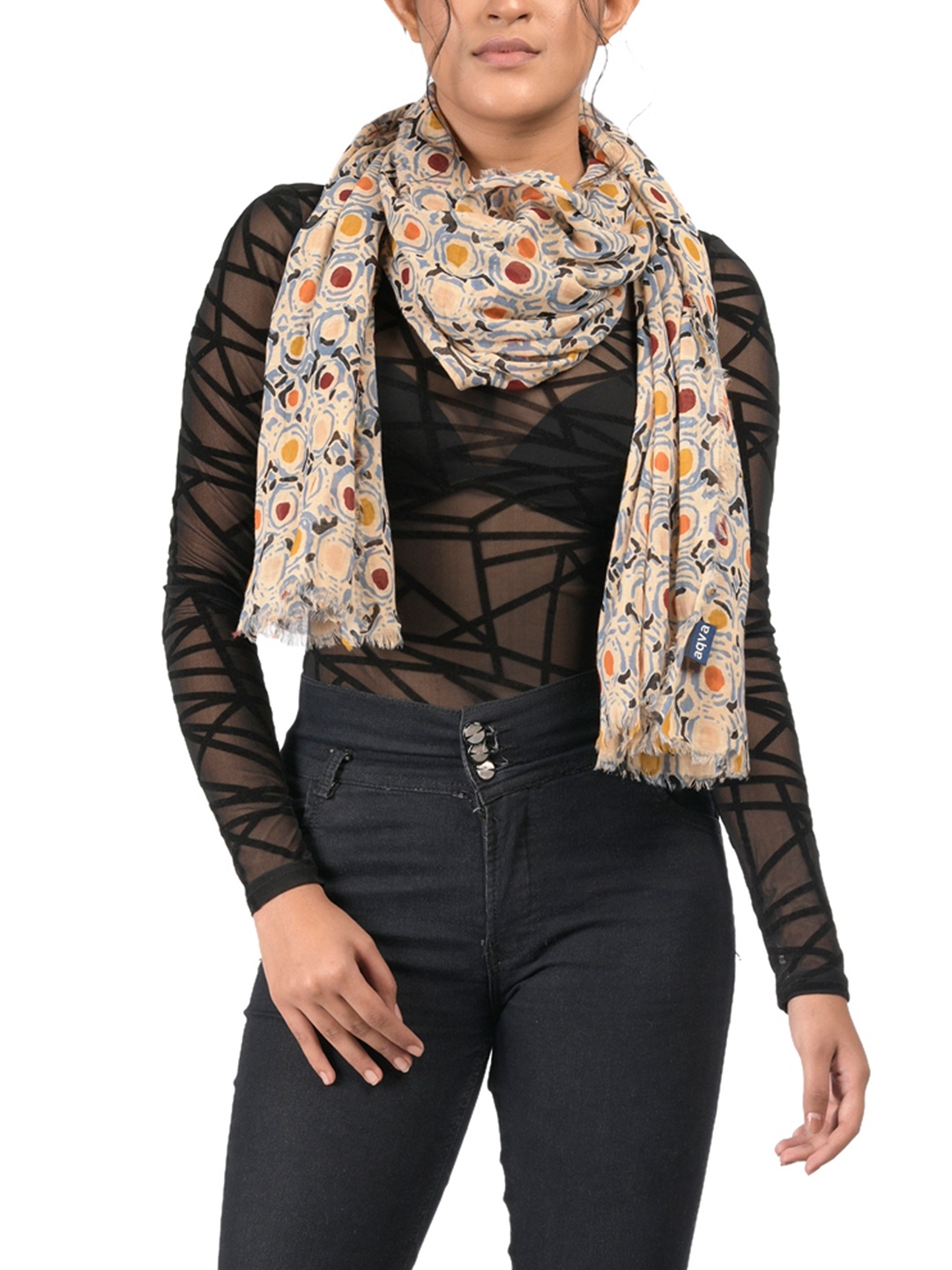 

AQVA Women Pink & Blue Printed Scarf