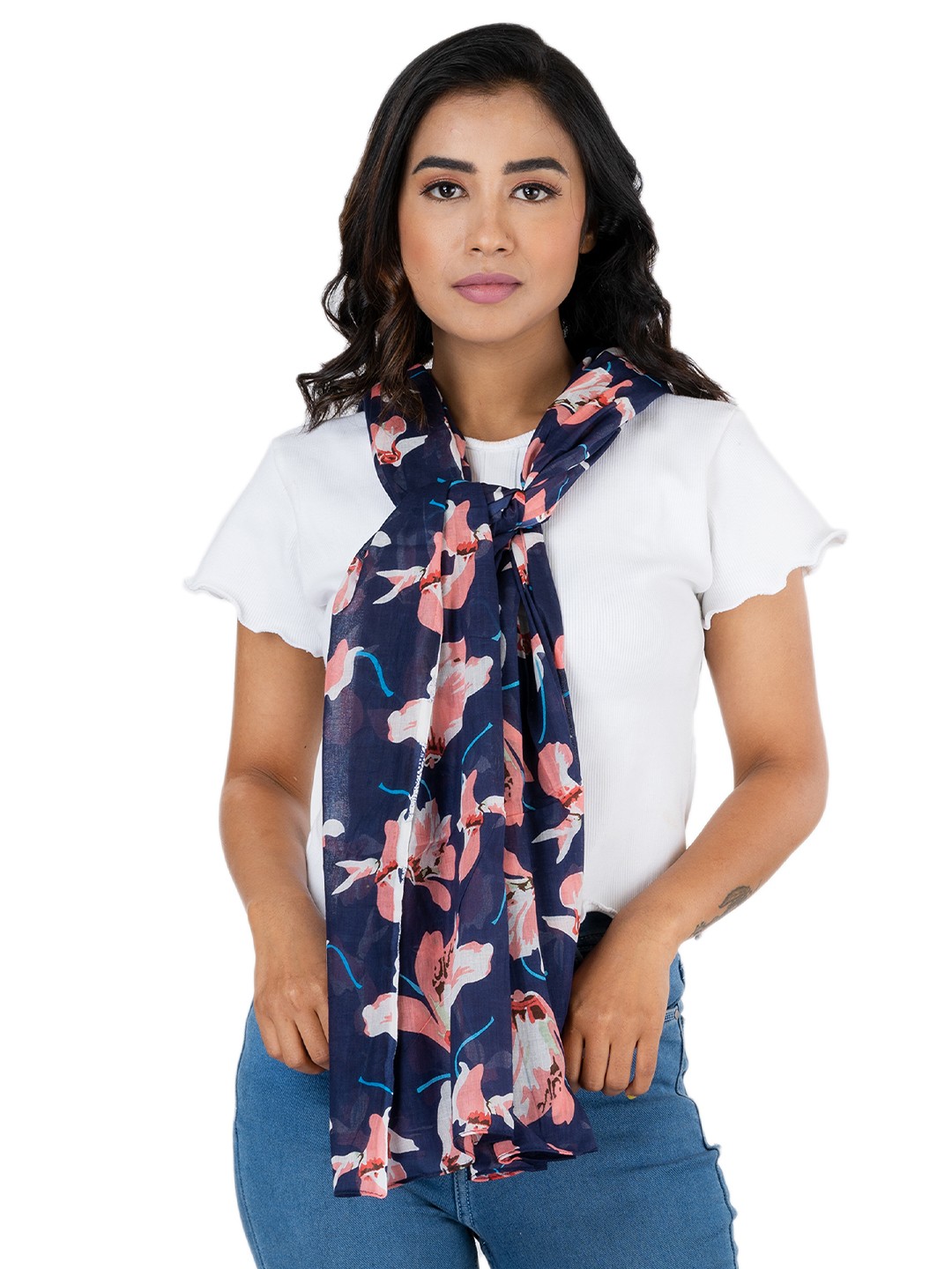 

AQVA Women Blue & Pink Printed Scarf
