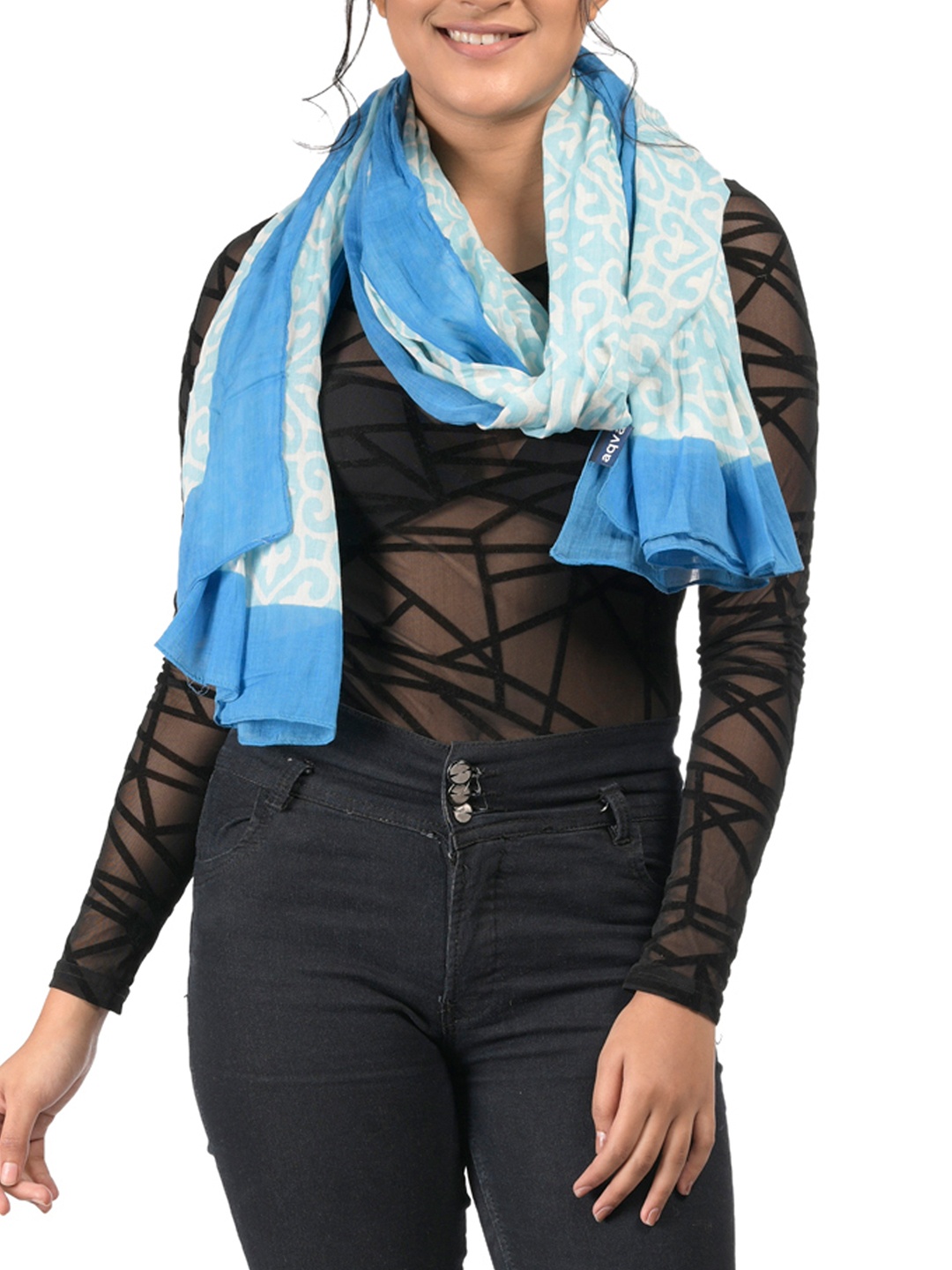 

AQVA Women Blue & White Printed Scarf