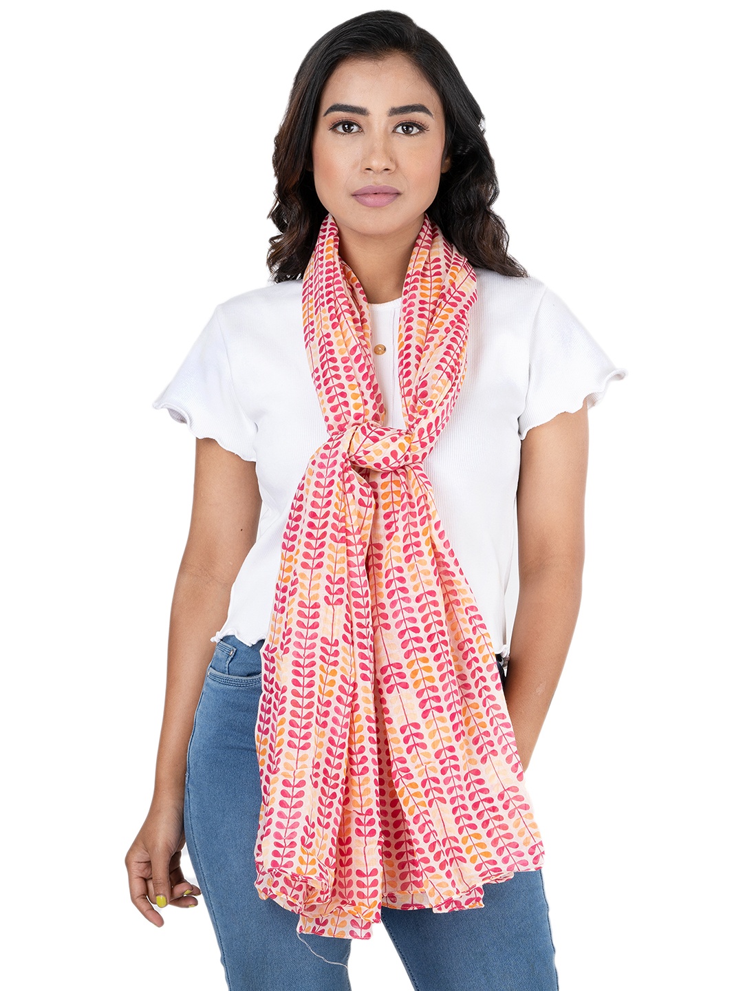 

AQVA Women Fuchsia & White Printed Scarf