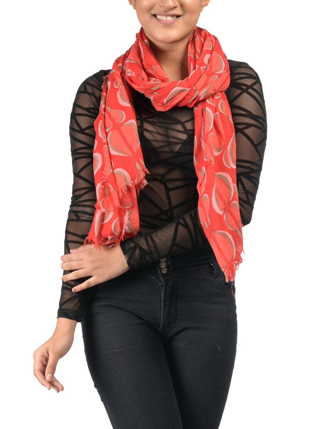 

AQVA Women Red & Pink Printed Scarf