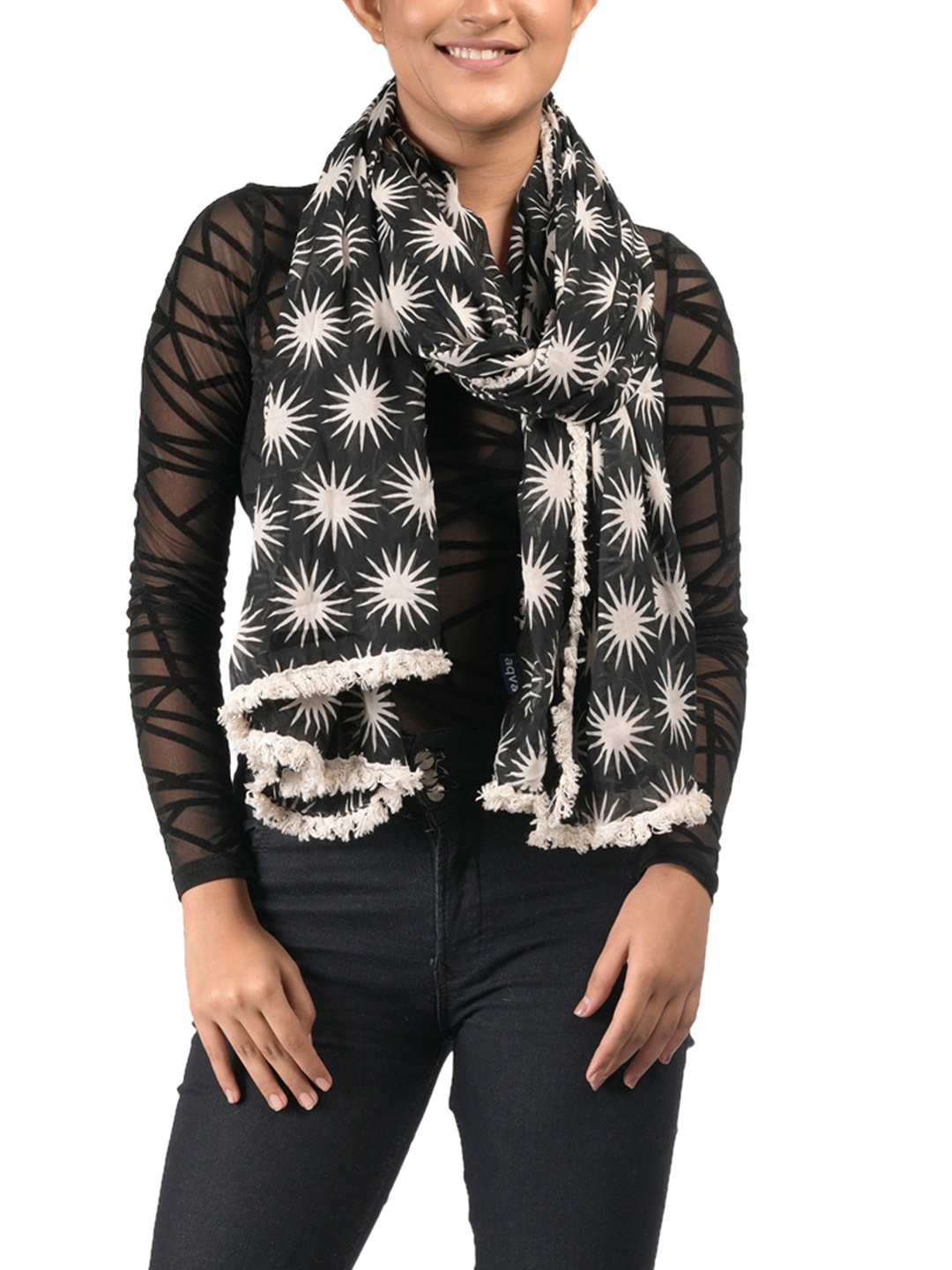 

AQVA Women Black & White Printed Scarf