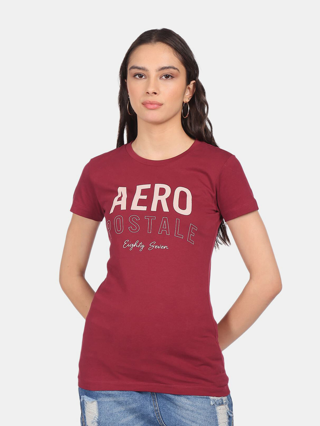 

Aeropostale Women Red Typography Printed T-shirt