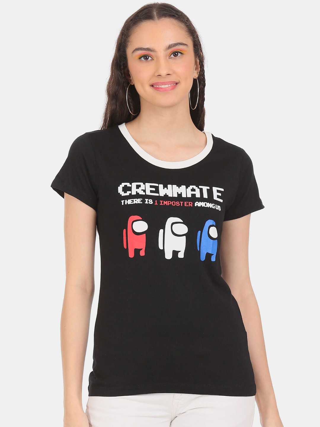

Sugr Women Black Printed T-shirt