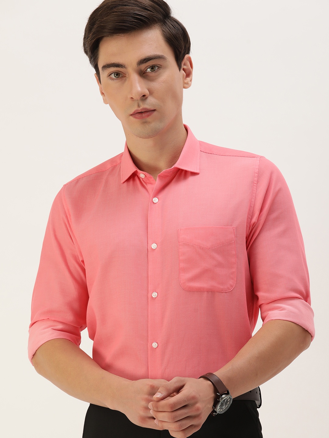 

Peter England Men Pink Slim Fit Formal Shirt