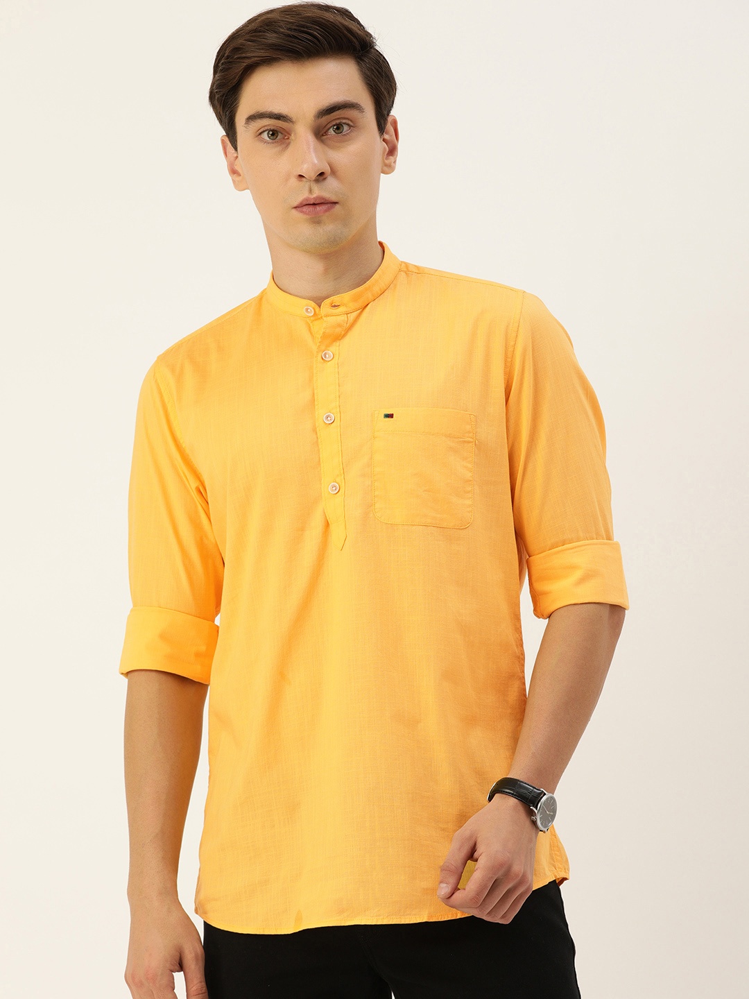 

Peter England Men Yellow Solid Slim Fit Pure Cotton Casual Shirt