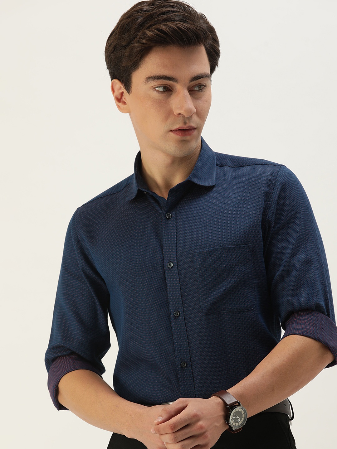 

Peter England Men Navy Blue Slim Fit Formal Shirt