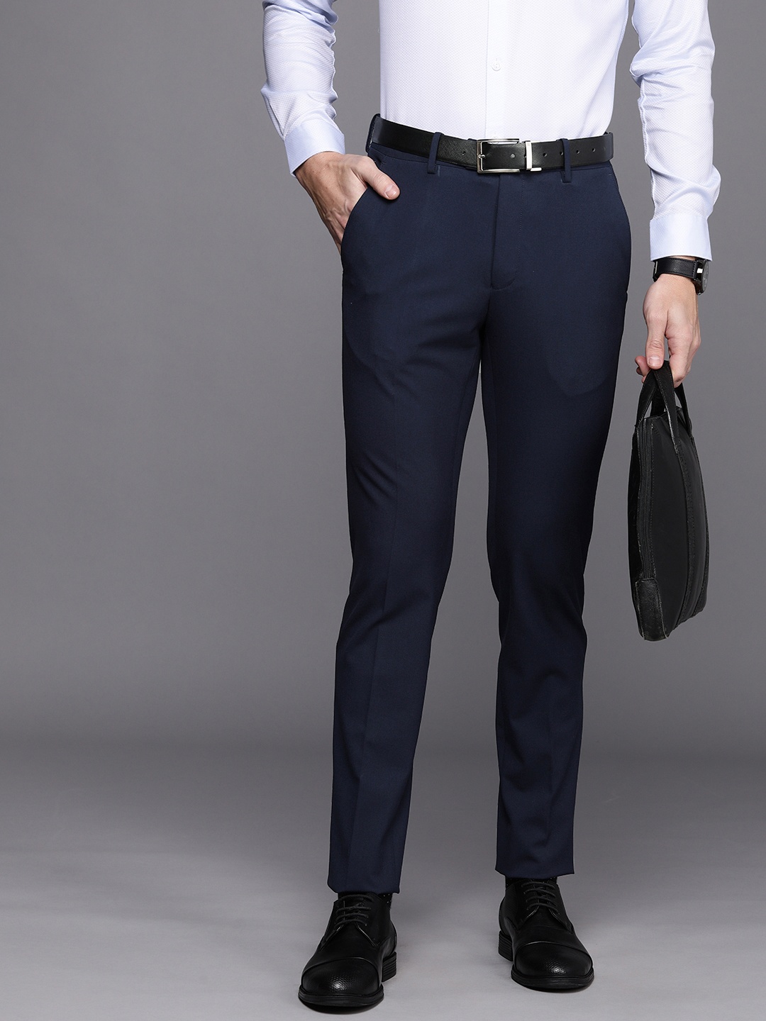 

Peter England Elite Men Navy Blue Neo Slim Fit Trousers