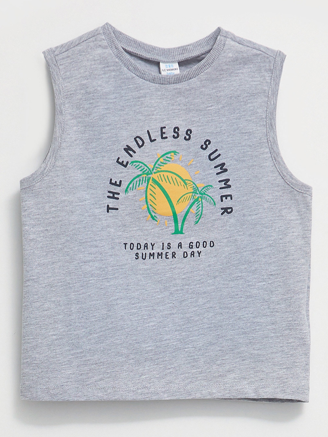

LC Waikiki Boys Grey Melange & Black Printed Innerwear Vest