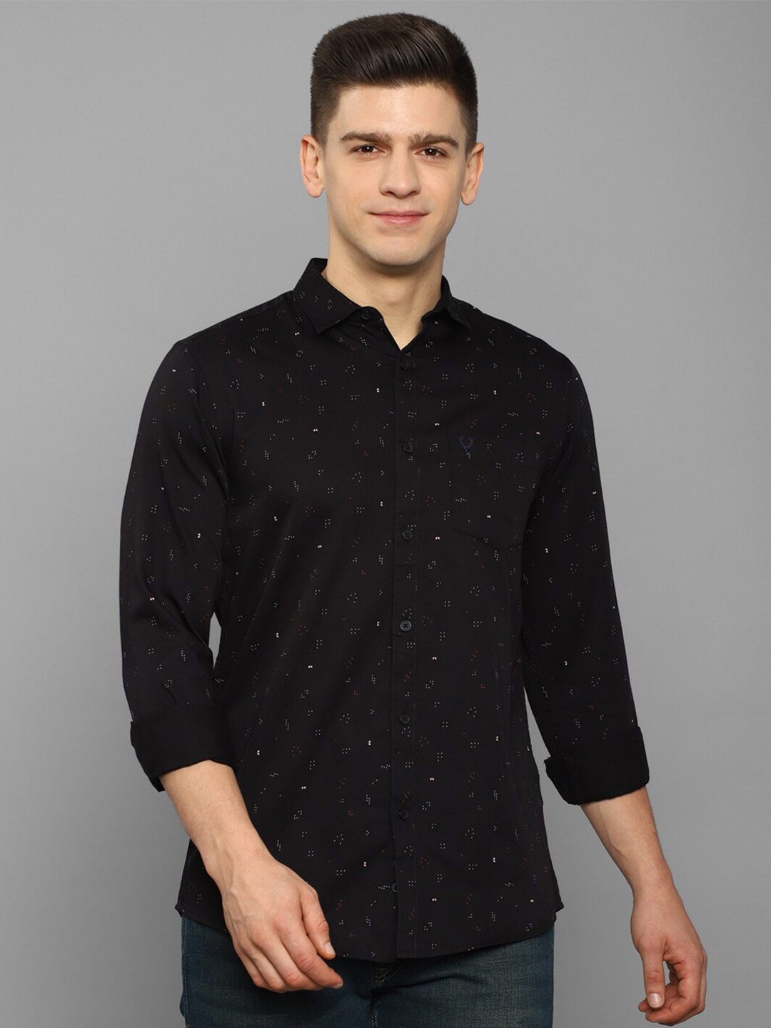 

Allen Solly Men Black Slim Fit Printed Casual Shirt