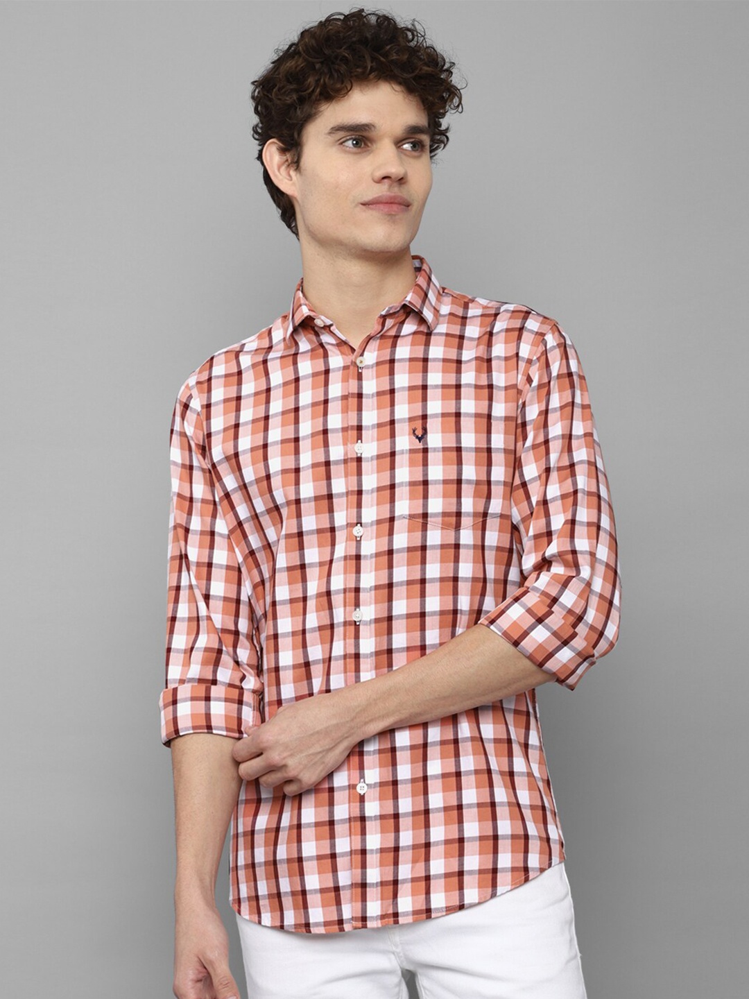 

Allen Solly Men Pink Slim Fit Tartan Checks Checked Casual Shirt