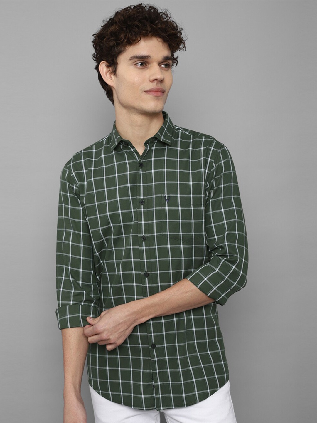

Allen Solly Men Green Slim Fit Tartan Checks Checked Casual Shirt