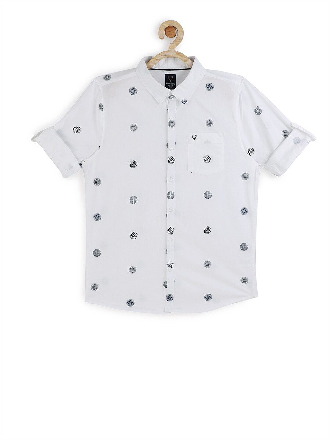 

Allen Solly Junior Boys White Slim Fit Printed Casual Shirt