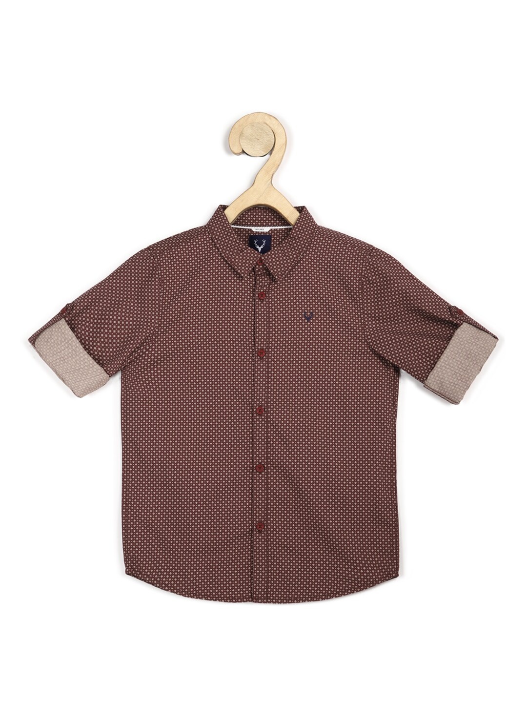 

Allen Solly Junior Boys Maroon Slim Fit Printed Casual Shirt