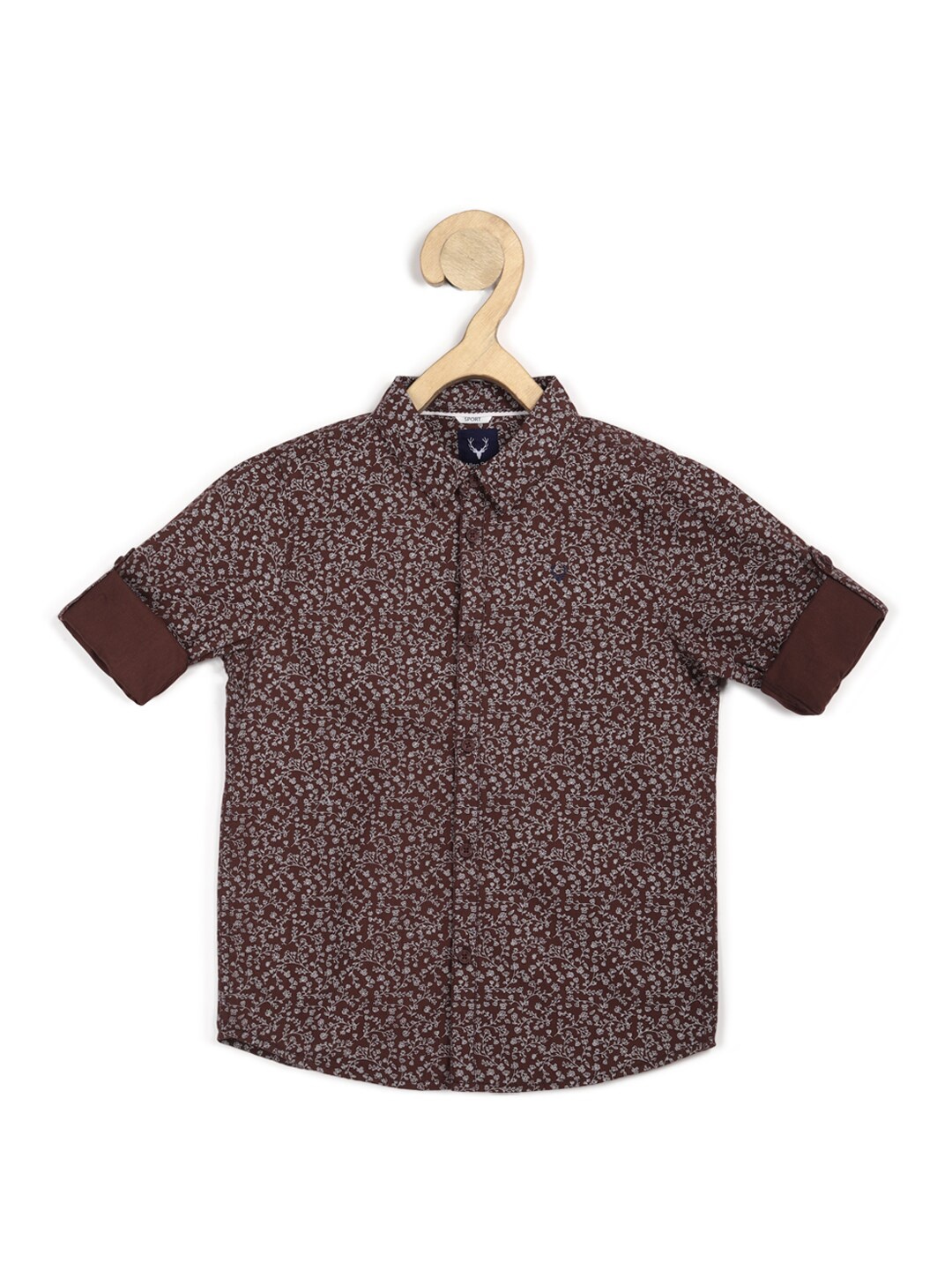 

Allen Solly Junior Boys Maroon Slim Fit Printed Casual Shirt