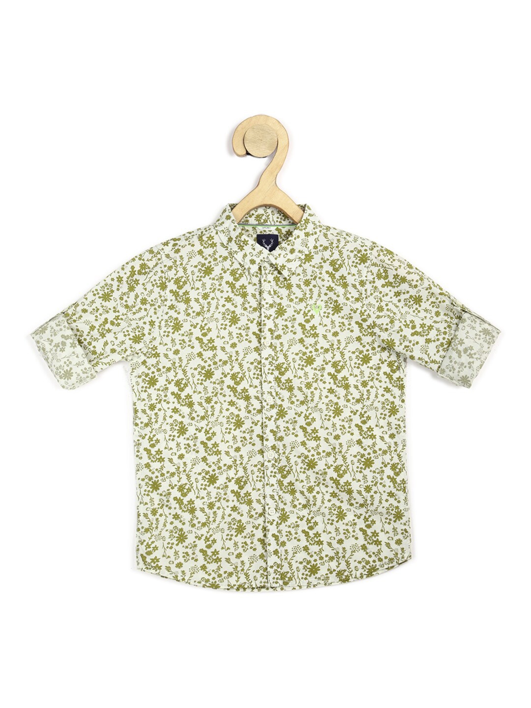 

Allen Solly Junior Boys Green Slim Fit Printed Casual Shirt