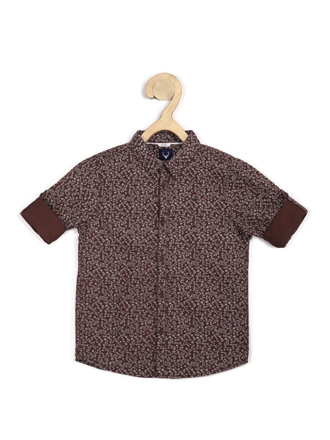 

Allen Solly Junior Boys Maroon Slim Fit Printed Casual Shirt