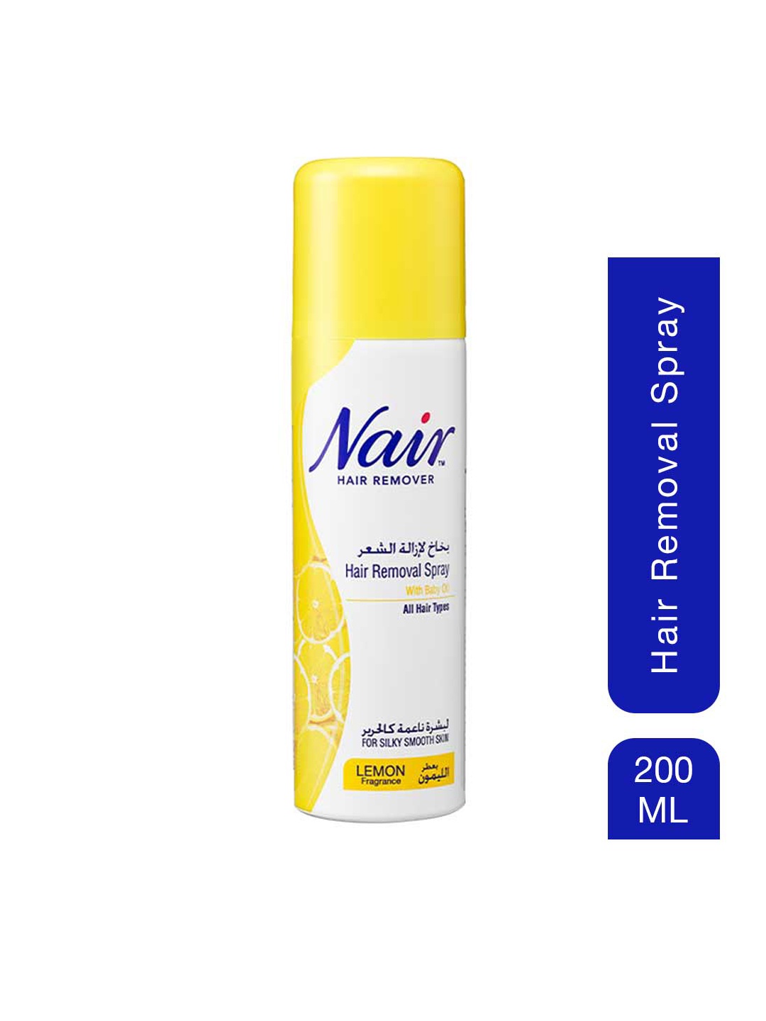 

Nair Lemon Fragrance Hair Removal Spray with Baby Oil for Silky Smooth Skin - 200 ml, Yellow