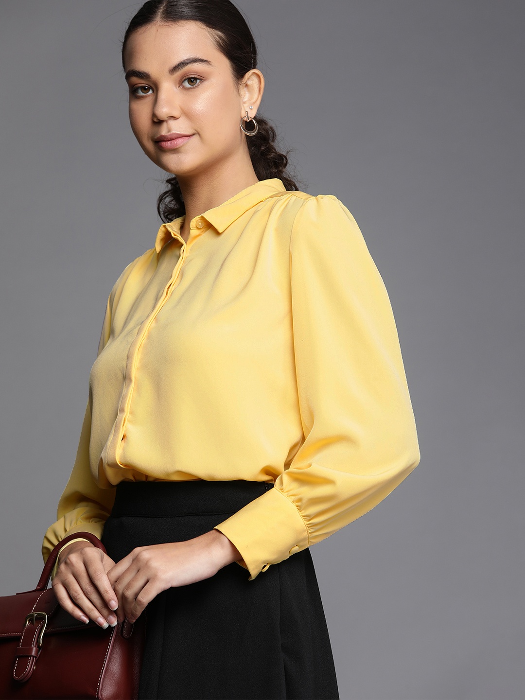 

Allen Solly Woman Women Yellow Solid Casual Shirt