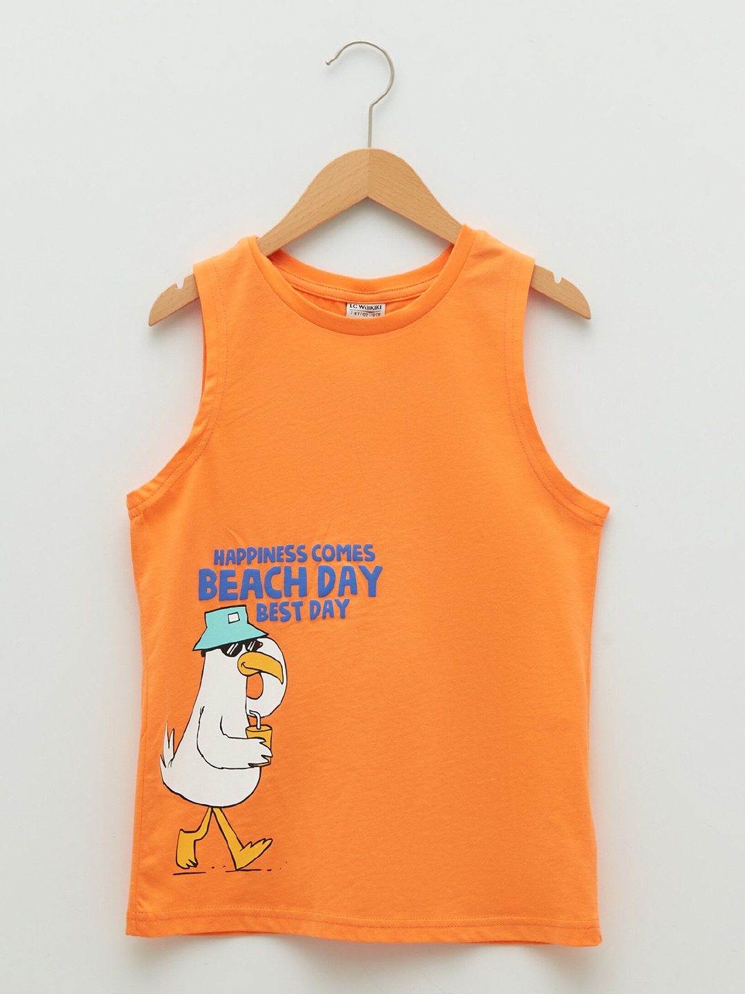 

LC Waikiki Boys Orange & White Printed Pure Cotton Innerwear Vest