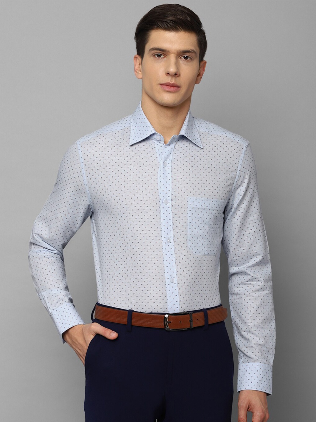 

Louis Philippe Men Blue Printed Formal Shirt