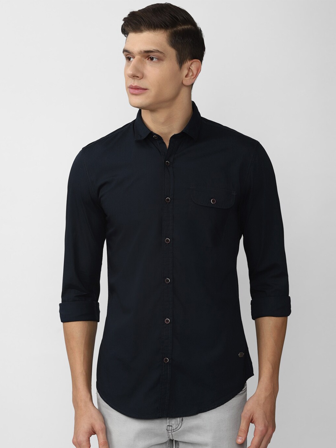 

Peter England Casuals Men Black Slim Fit Casual Shirt