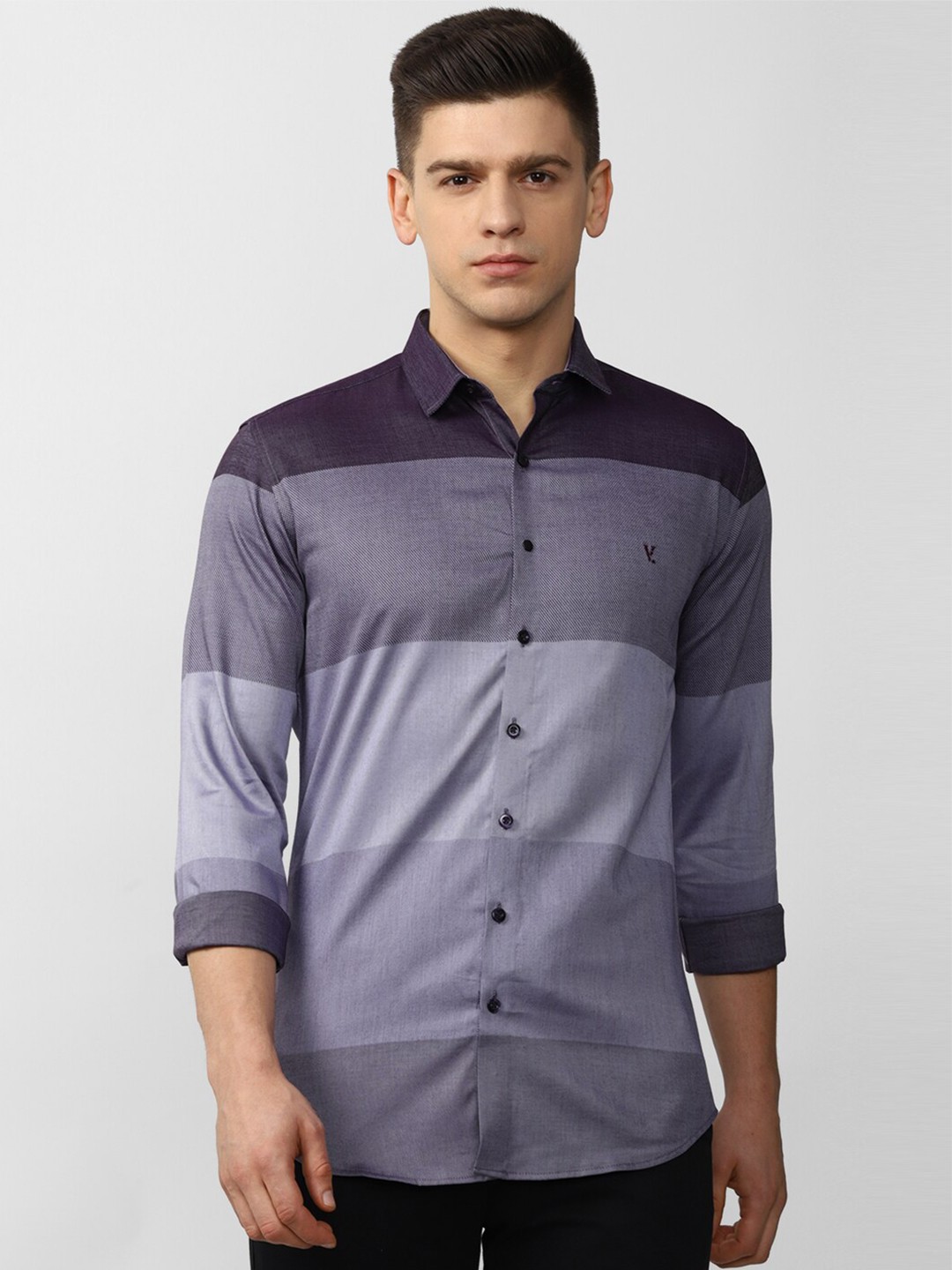 

V Dot Men Grey Slim Fit Casual Shirt