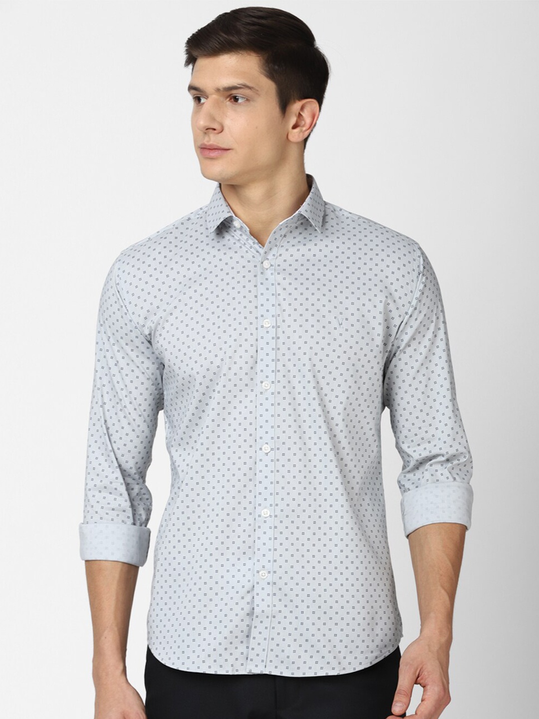 

V Dot Men Blue Slim Fit Printed Casual Shirt