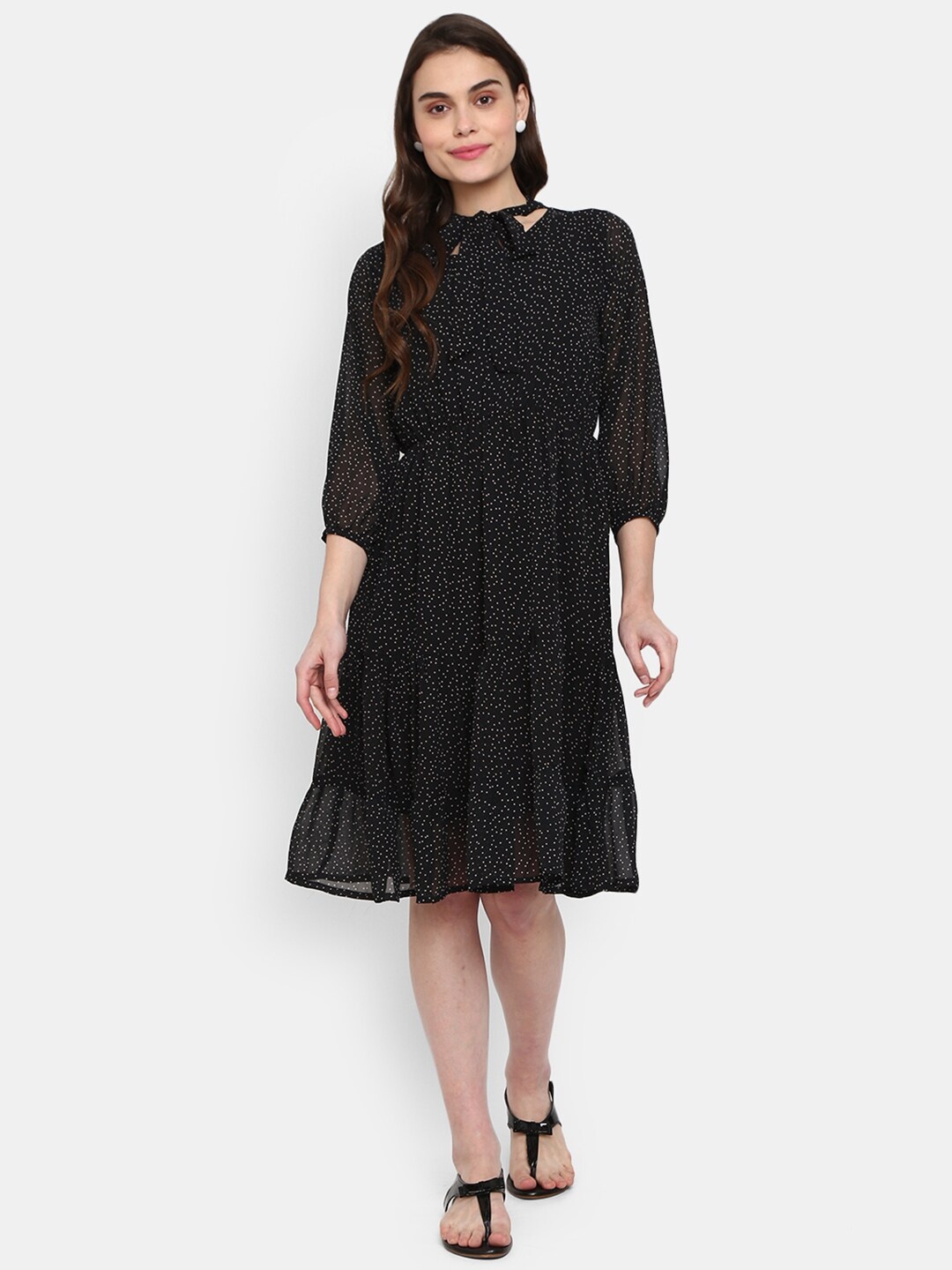 

V-Mart Black Satin Dress