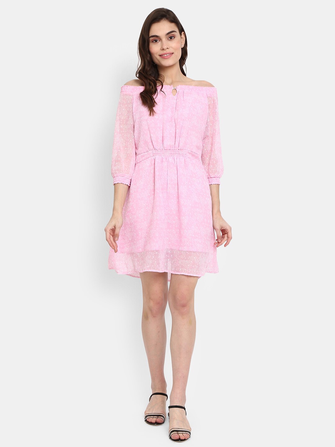

V-Mart Pink Tie-Up Neck Satin Dress
