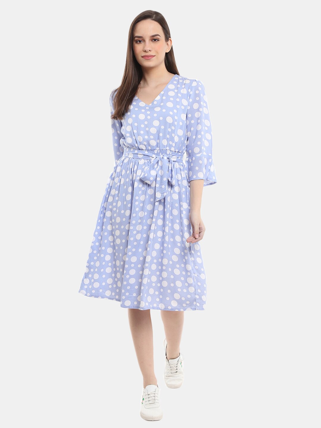 

V-Mart Blue Floral Satin Dress