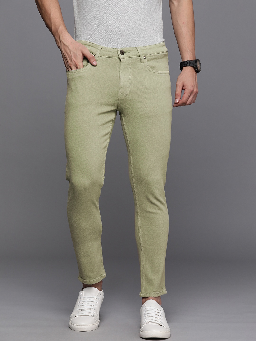 

Louis Philippe Jeans Men Green Smart Fit Low-Rise Stretchable Jeans