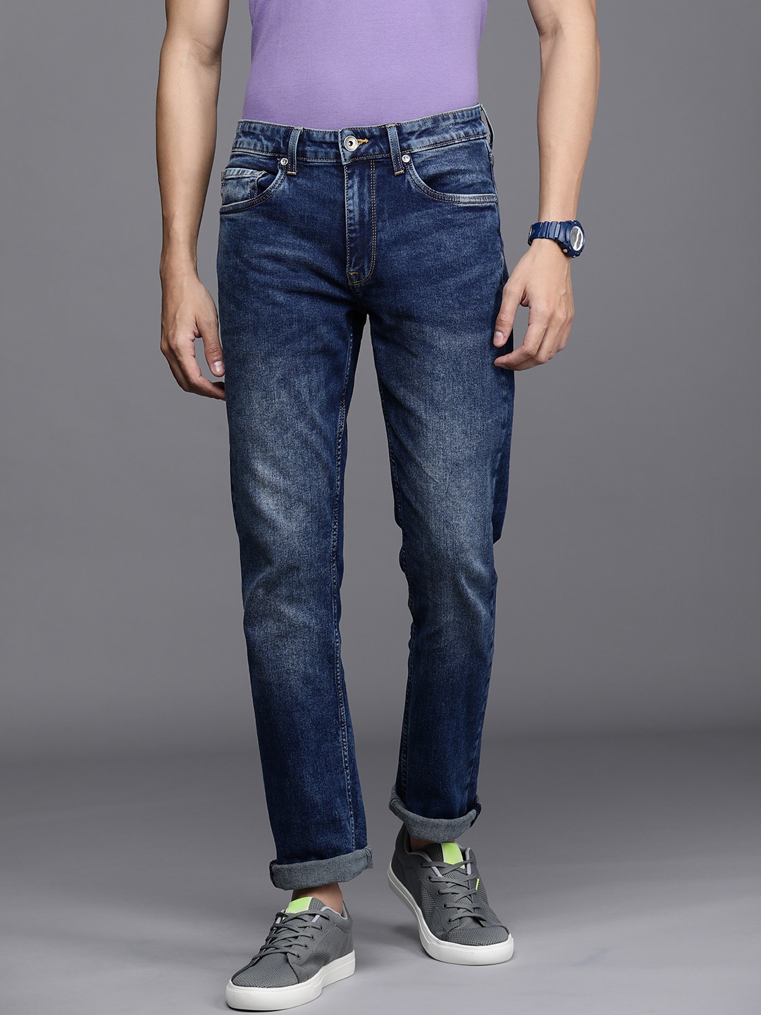 

Louis Philippe Jeans Men Blue Slim Fit Low-Rise Light Fade Stretchable Jeans