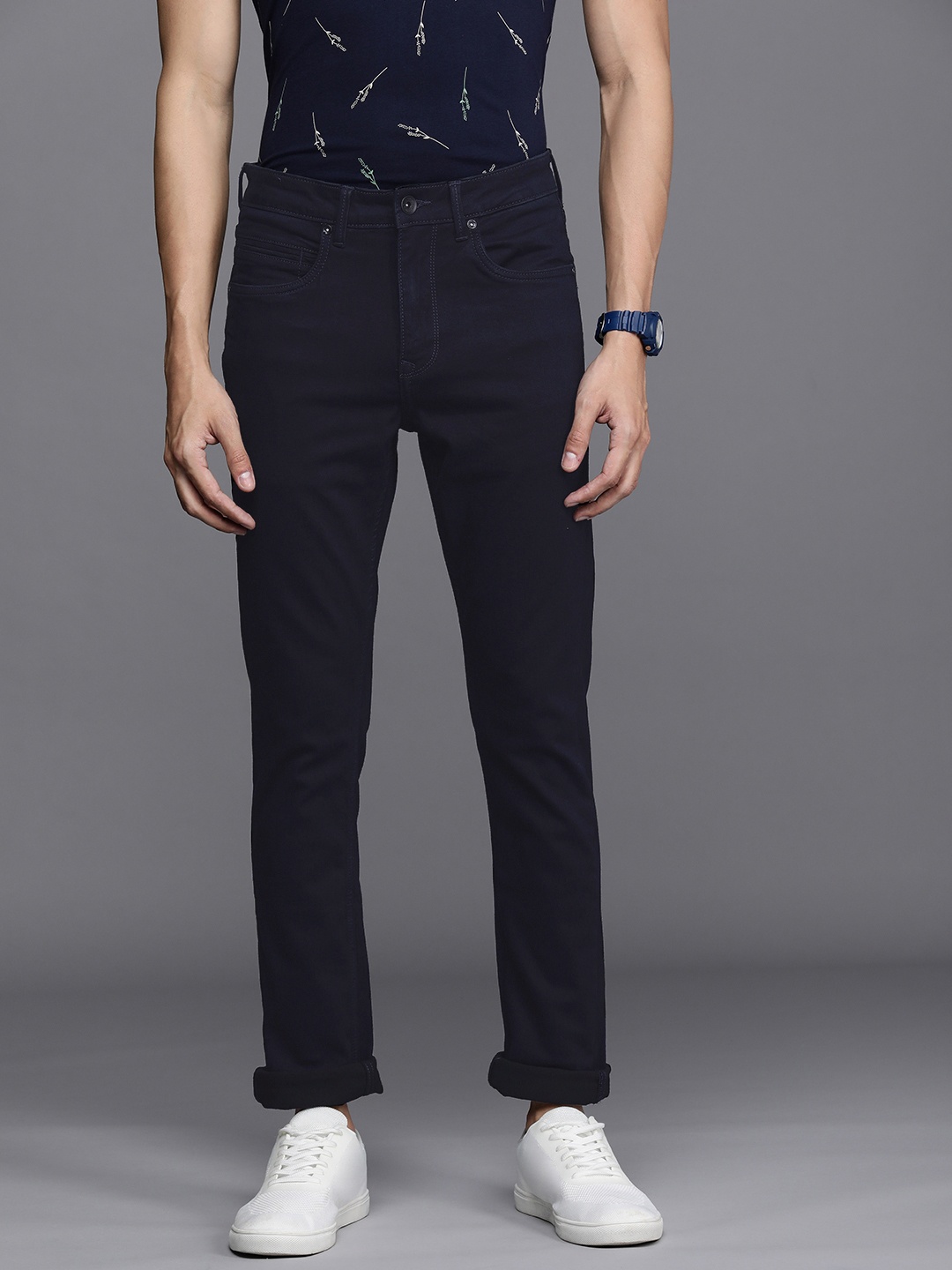 

Louis Philippe Jeans Men Navy Blue Super Albert Slim Fit Low-Rise Stretchable Jeans
