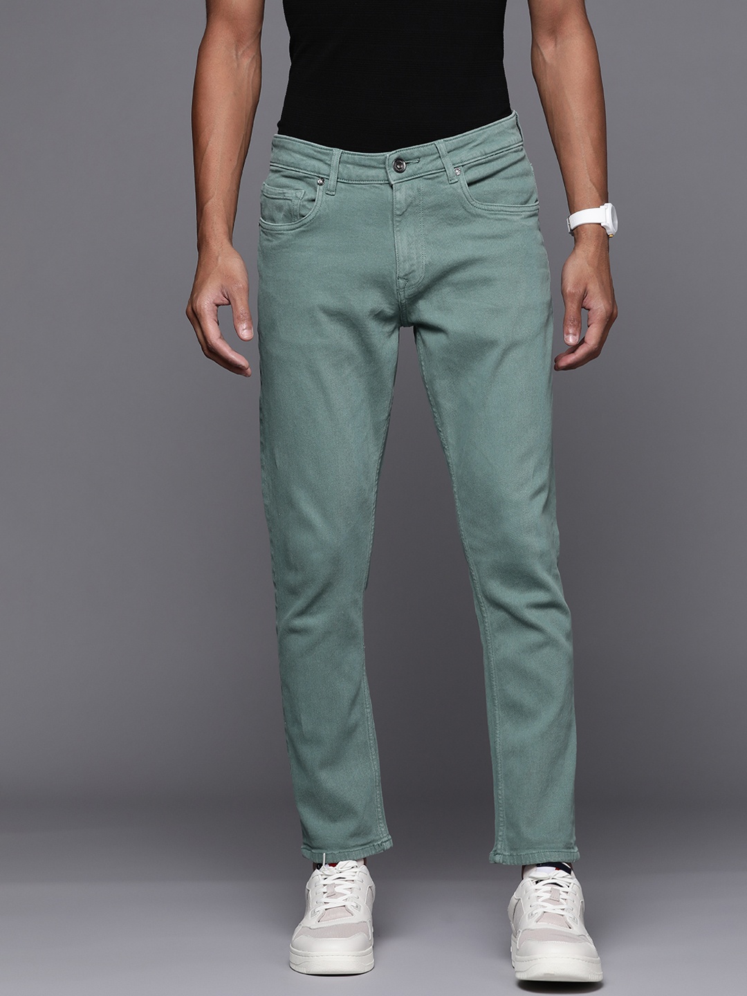 

Louis Philippe Jeans Men Green Smart Skinny Fit Stretchable Jeans
